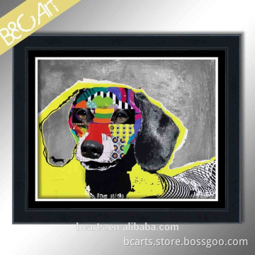 wholesale abstract mixed media art Dachshund female dog funny painting